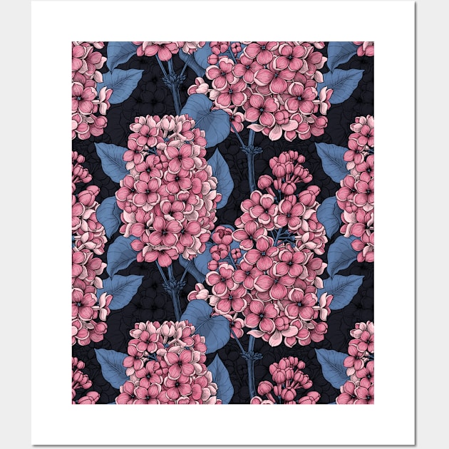 Pink lilac on dark blue Wall Art by katerinamk